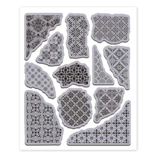 GLOBLELAND Fliesen Haftstempel Aus Gummi 8.7\X7\ Vintage Textur Mosaik Muster EVA Haftstempel Muster Ecken Hintergrund Stempelset Für Die Kartengestaltung Fotoalbum Dekor Dekoration DIY Scrapbooking