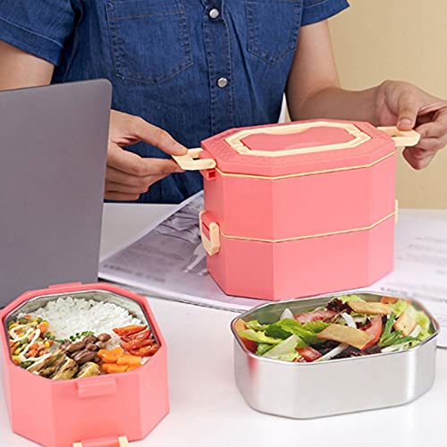 Fiambrera Saludable de Acero Inoxidable con Doble Capa Aislante, Tipo bento Multifuncional para Adultos (Verde).