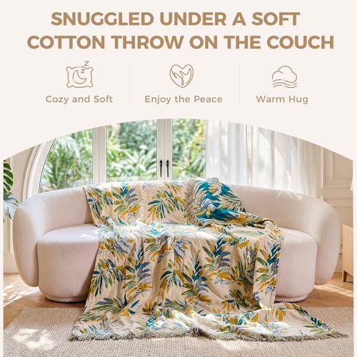 Image of LUTBM Boho Throw Blanket for Bed 60 inchx80 inch, All Season Cotton Couch Blankets