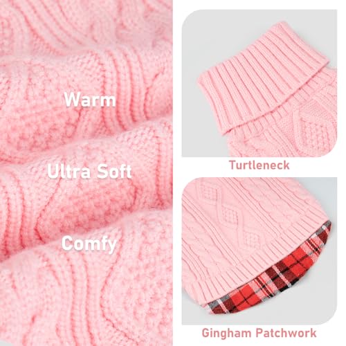 Image of KYEESE Dog Sweater for Large Dogs Turtleneck Thick Knit Pullover | Stretchy Fit, Lightweight & Warm, Cozy Knit Comfort, Classic Plaid Design, Gentle on Sensitive Skin, Winter Daily Wear