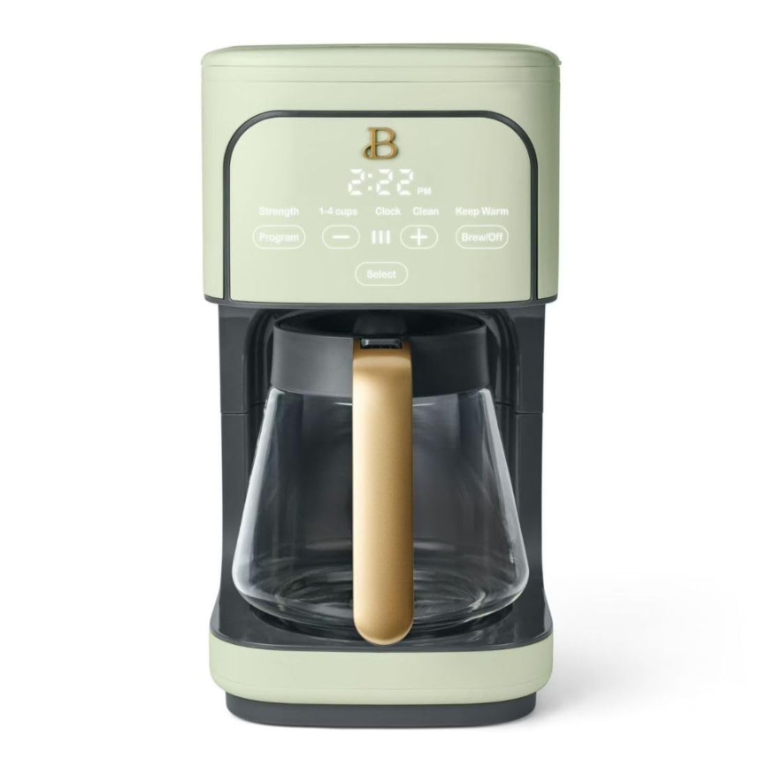 B - 12-Cup Programmable Coffee Maker with Touch Controls, Auto Brew Timer, Reusable Filter, Large Glass Carafe, Countertop Coffee Machine (Sage Green)