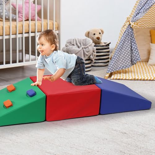 Image of GarveeLife Foam Climbing Blocks for Toddlers, Waterproof Toddler Climbing Toys, Baby Jungle Gym Indoor Lightweight, Easy to Clean Foam Play Gym 5PCS