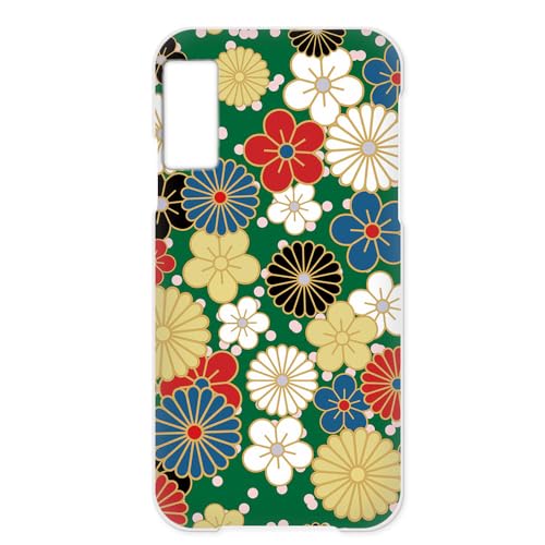 Xiaomi Redmi Note 10 JE XIG02 用 レドミノート10jeのケース スマホケース けーたい ハードカバー 和柄 花紋 花柄 菊花紋章 桜 グリーン h135a03