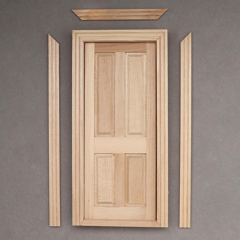 Miniatura 2 de AirAds Dollhouse 1:12 Miniatures Puerta de 4 paneles madera sin terminar