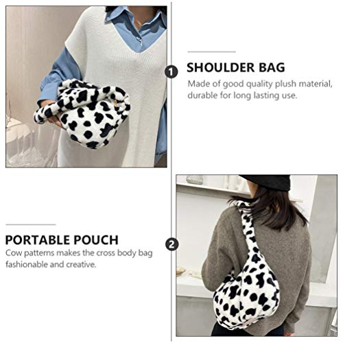 Amosfun Bolsa de Pelúcia Nas Axilas Bolsa Com Estampa de Vacas Nas Axilas Bolsa de Falsa Bolsa de Om