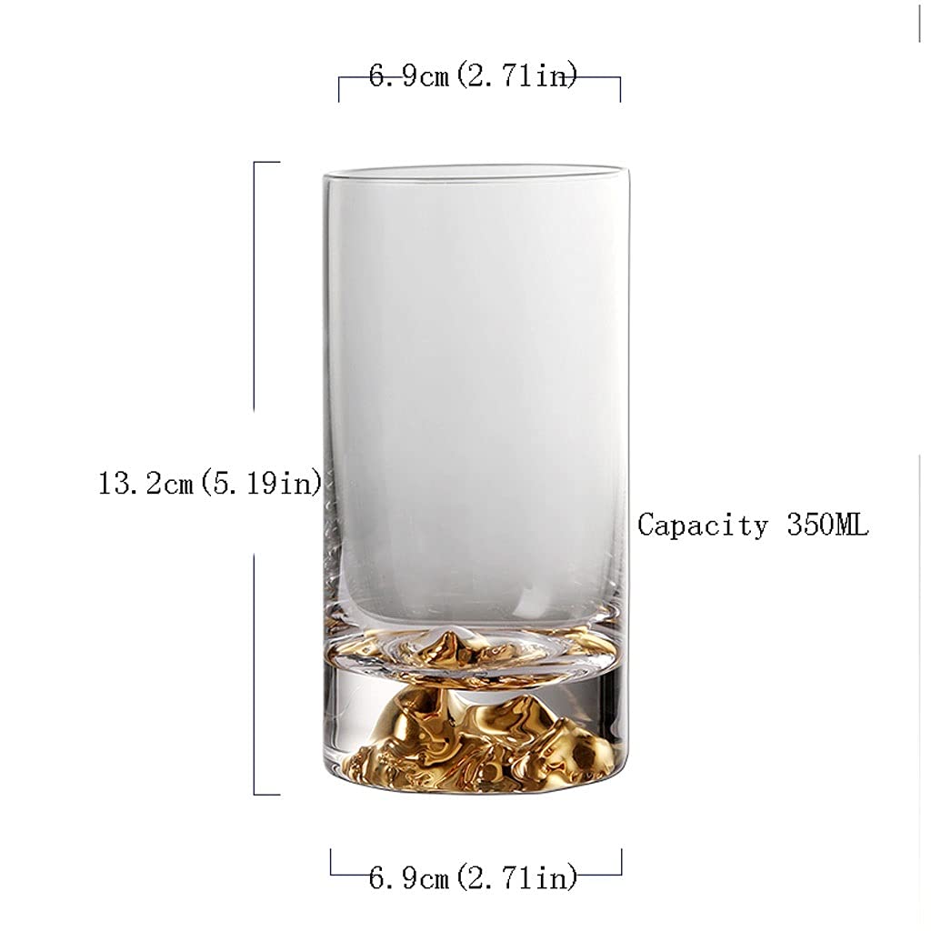 Bicchiere Bicchiere Bicchiere Acqua Estate Famiglia 12 Once Tazza da tè Bolle tè Verde Tazza Dritta Design ad Alto Colore Golden Mountain Cup(Oro)