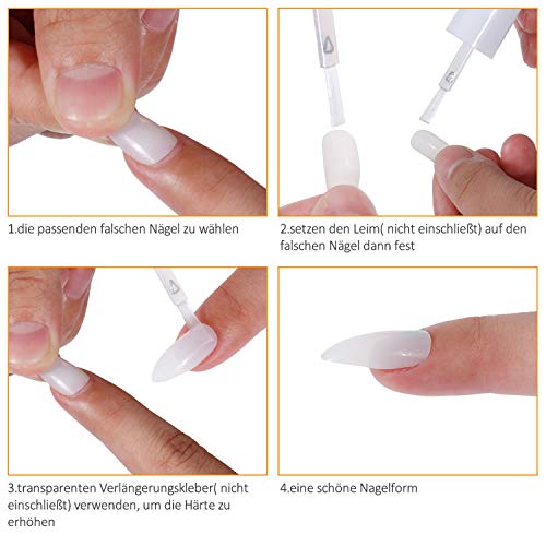 Lictin 600pcs Künstliche Fingernägel Falsche-Fingernägel Kunstnagel Nagel Fake Nägel Nagelspitzen – Bild 5