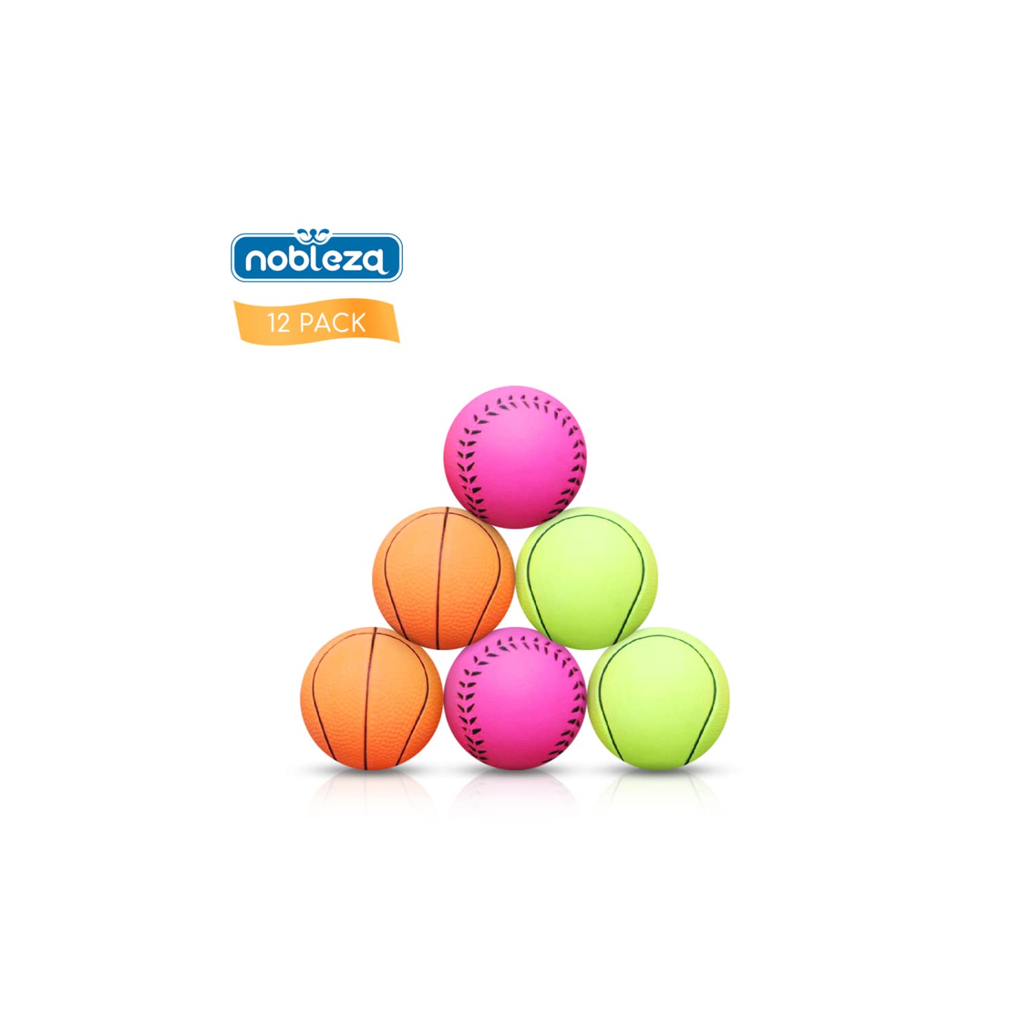 Nobleza Pelota Perro, 12 unidads Pelota Juguete Perro Interactivo, Resistente Pelota de Caucho Natural para Perros, Bola Interactivo Perros para Perros Pequeños Medianos y Perros Grandes 7.2CM