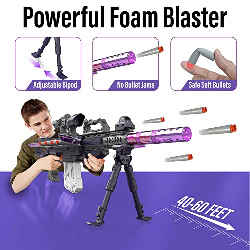 Aurida Toy Gun Automatic Machine Gun, Electric Toy Foam Blaster With Scope For Kids, 100+ Diy Styles Motorized Blaster With 100 Darts, Toy Gun For Boys Age 6, 7, 8-12 #TOP4