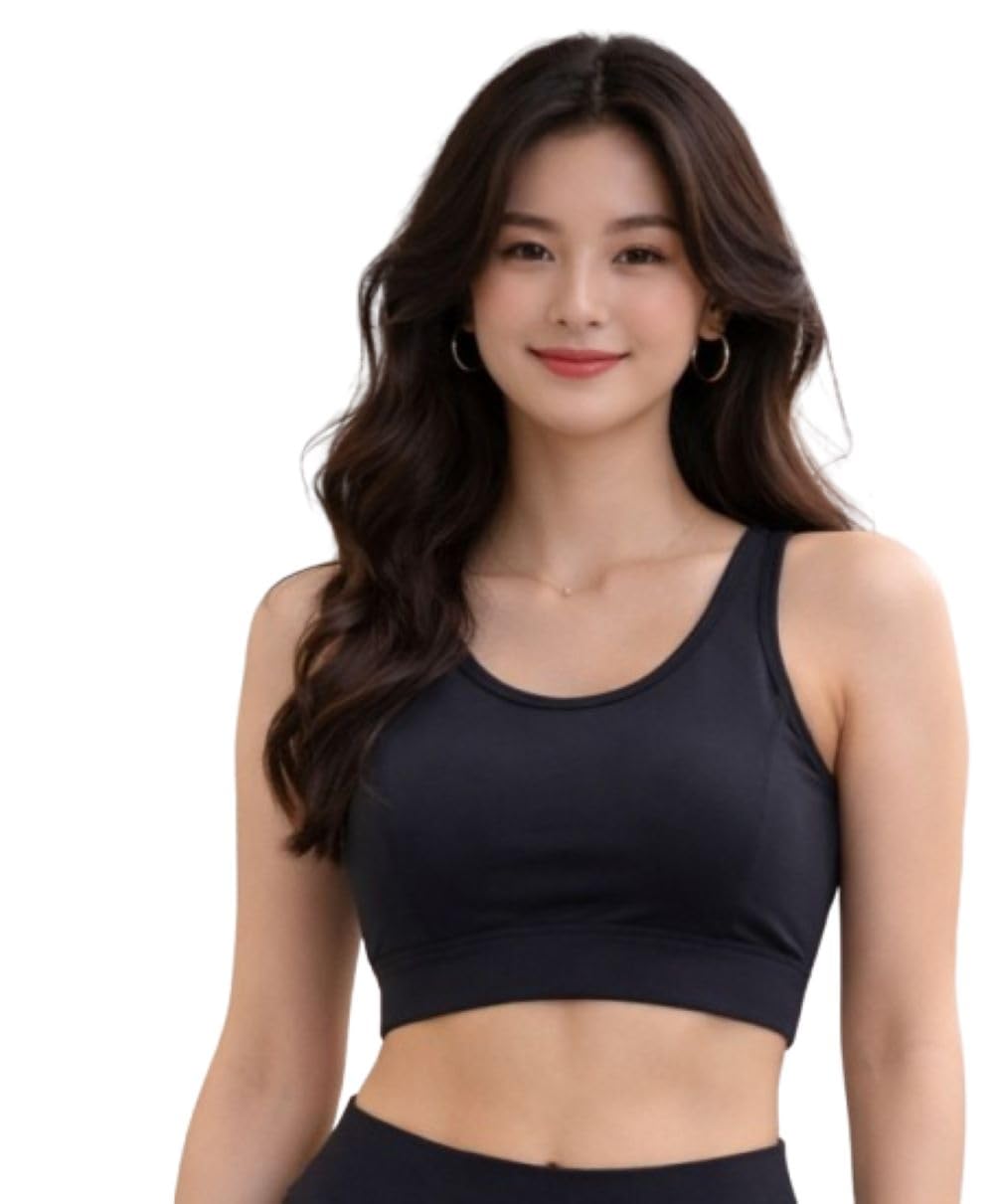 rzlecort Women's Supportive Sports Bra, Black, Moisture-Wicking, for Yoga, Gym, Running, Swimming, Cycling (in, Alpha, M, L, B, 34, Regular, Big, Black)-picture-41