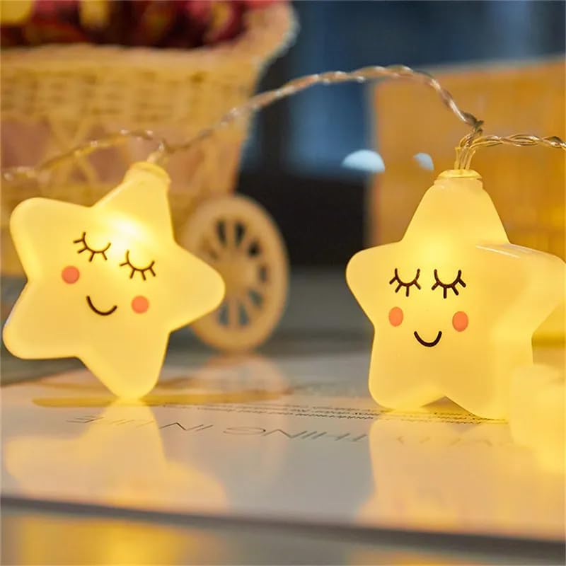 Image of Xenith 14 LED Smiling Cute Star Serial String Fairy Light Baby Night Light Cloud Light Cute Kids Night Lights for Christmas Light Diwali Lighting for Home Decoration (Warm White, 3.5 Meter)