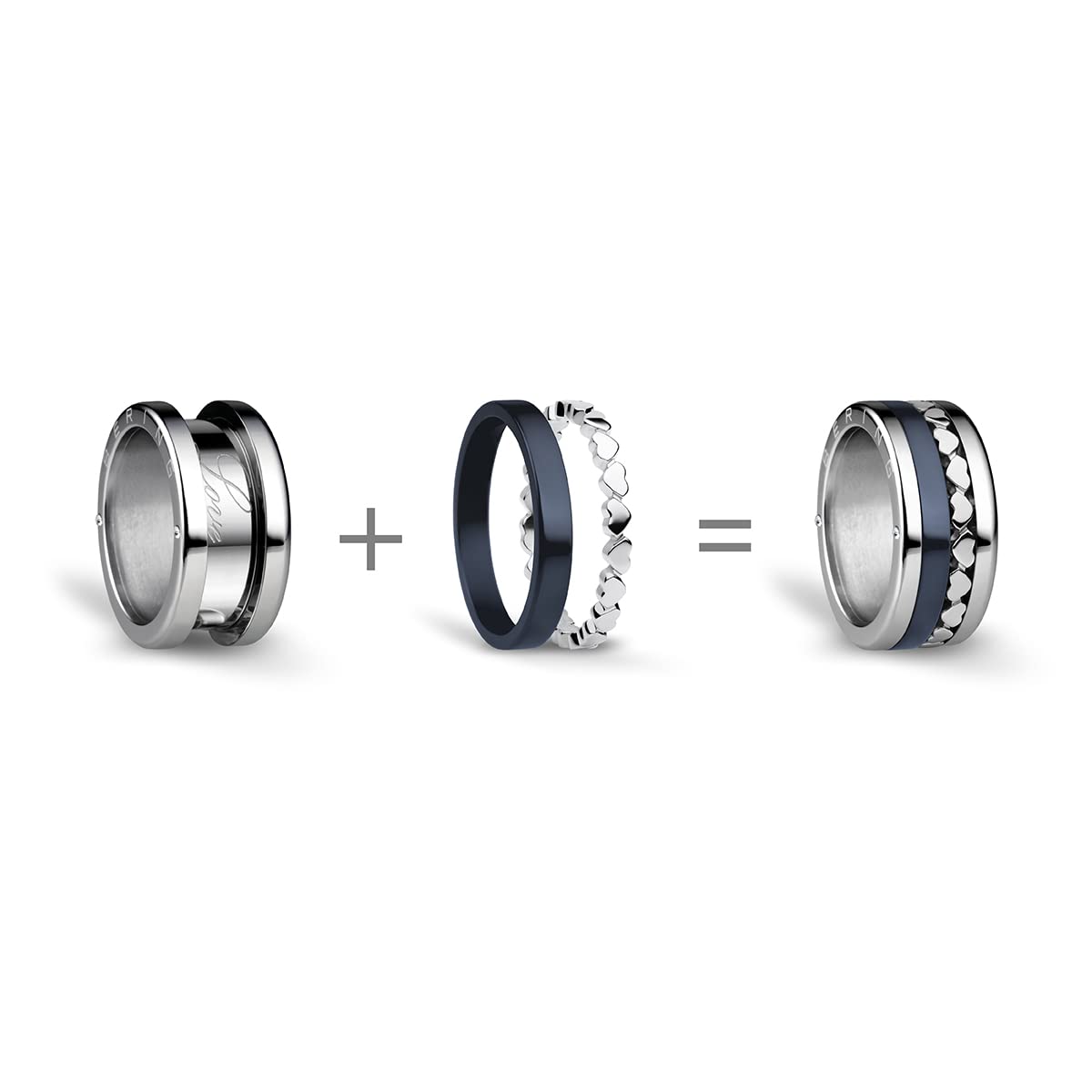 BERING Arctic Symphony Collection Maas - Anello da donna in acciaio inox, finitura lucida, color argento
