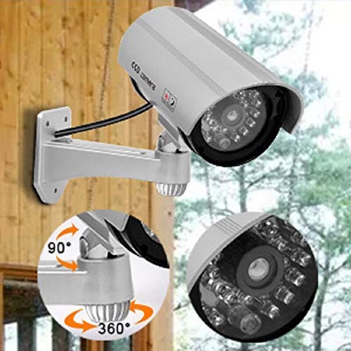 DRIXTY-Darbar-Online-2-PCS-Dummy-Security-Camera-Fake-Bullet-CCTV-Surveillance-System-with-Realistic-Look-Recording-LEDs-IndoorOutdoor-Use-for-Homes-Business-White-2