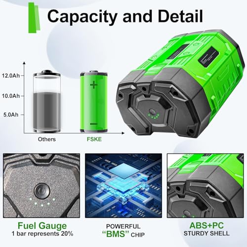 Image of FSKE Upgraded 12.0Ah Replacement for EGO 56V Battery 2Packs