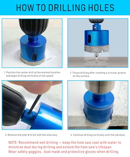 Image of TurstAid Diamond Hole Saw 1-3 /4 Inch with Pilot Guide Drill Bit - Performance Diamond Tile Hole Saw for Porcelain, Glass, Marble, Ceramic