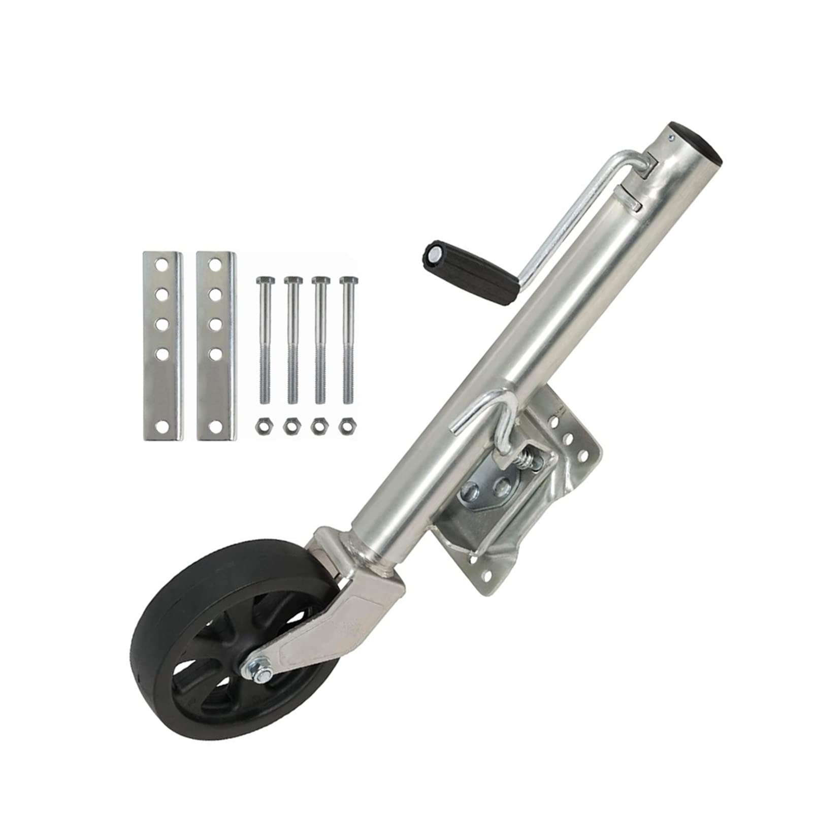QUSYZD Trailer Jack, 8 Inch Solid Wheel Sidewind Round Swivel Trailer Jack with Bolt On Capacity 675KG Boat RV Parts Accessories,