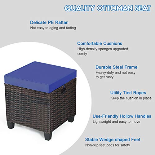 image for Tangkula 2 Pieces Outdoor Patio Ottoman, All Weather Rattan Wicker Ott