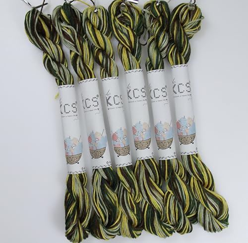 Image of KCS Big skeins of 25 Meters Size 25 Color Variegated Cross Stitch Stranded Threads,6 skeins,4521