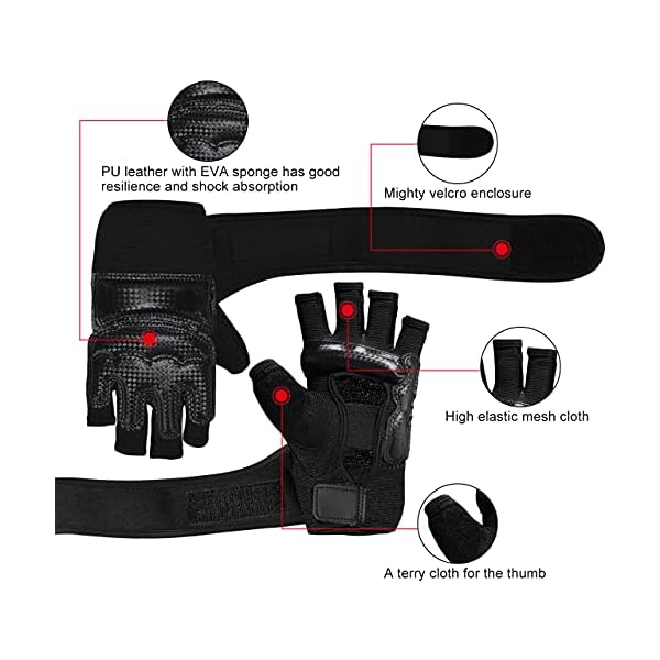 QINGLER-Punch-Bag-Boxing-Martial-Arts-MMA-Sparring-Grappling-Muay-Thai-Taekwondo-Training-PU-Leather-Wrist-Wraps-Gloves-Half-Mitts-UFC-Training-Boxing-for-Women-Men-Kids-X-Small-Size-Black QINGLER Punch Bag Boxing Martial Arts MMA Sparring Grappling Muay Thai Taekwondo Training PU Leather Wrist Wraps Gloves Half Mitts UFC Training Boxing for Children Kids XX-Small Size Black