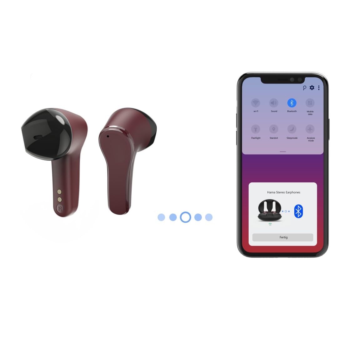 Hama "Spirit Unchained Ecouteurs Bluetooth® sans Fil USB C - 16H d'Autonomie, Charge Rapide & QI, Commande Tactile, Assistants Vocaux Siri/Google - Noir/Rouge