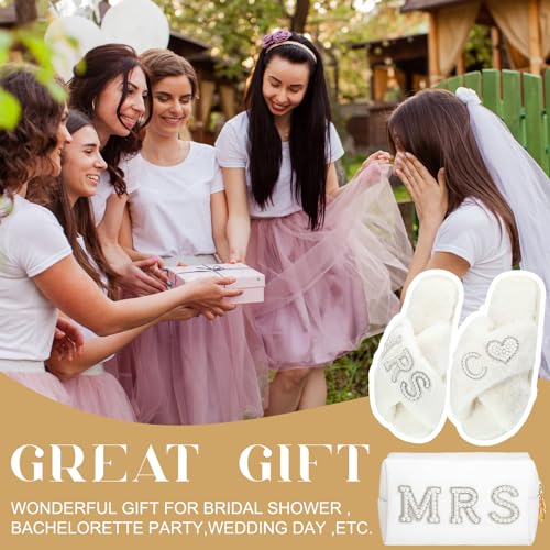 Image of Xtinmee Personalized Initial Wedding Bride Slipper Mrs Pearl Letter Makeup Bag Bachelorette Party Bridal Shower Wedding Gifts(C)