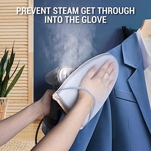 Image of CUBIZ Garment Steamer Ironing Glove, Waterproof Anti Steam Mitt with Finger Loop, Complete Care Protective Garment Steaming Mitt, Heat Resistant Gloves for Clothes Steamers (1 x MULTI-COLOR)