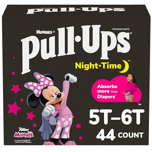 Image of Pull-Ups Girls' Night-Time Potty Training Pants, Size 5T-6T Overnight Training Underwear (46-60 lbs), 44 Ct
