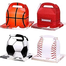Nezyo 24 Pack Football Themed Sports Party Supplies Soccer Treat Boxes Candy Goodies Sport Party Favors Baseball Basketball Gift Bags with Handle for Baby Shower Supplies Decorations
