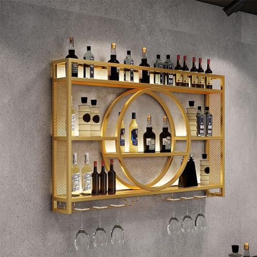 Casier à vin mural moderne support verre étagère métal bar - 7