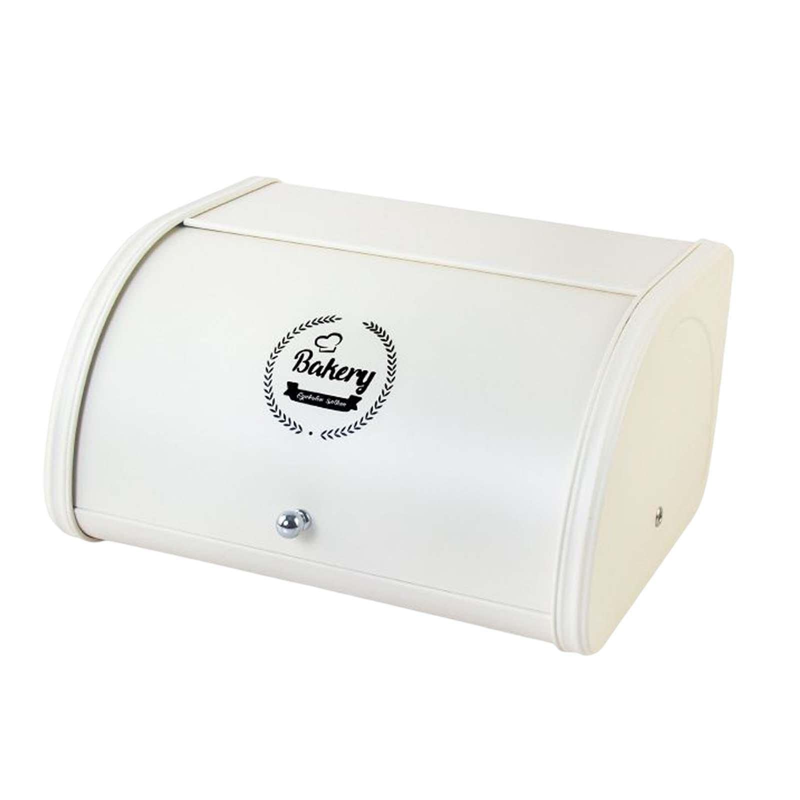 Panera de metal con rollo para el hogar, cafetería o panadería, color negro (blanco)