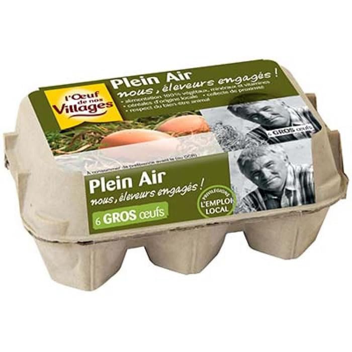 Oeufs gros de poules élevées en plein air,6 oeufs