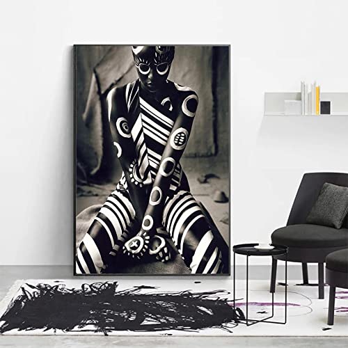 Peinture femme africaine sur toile avec cadre pour sublimer votre mur de salon