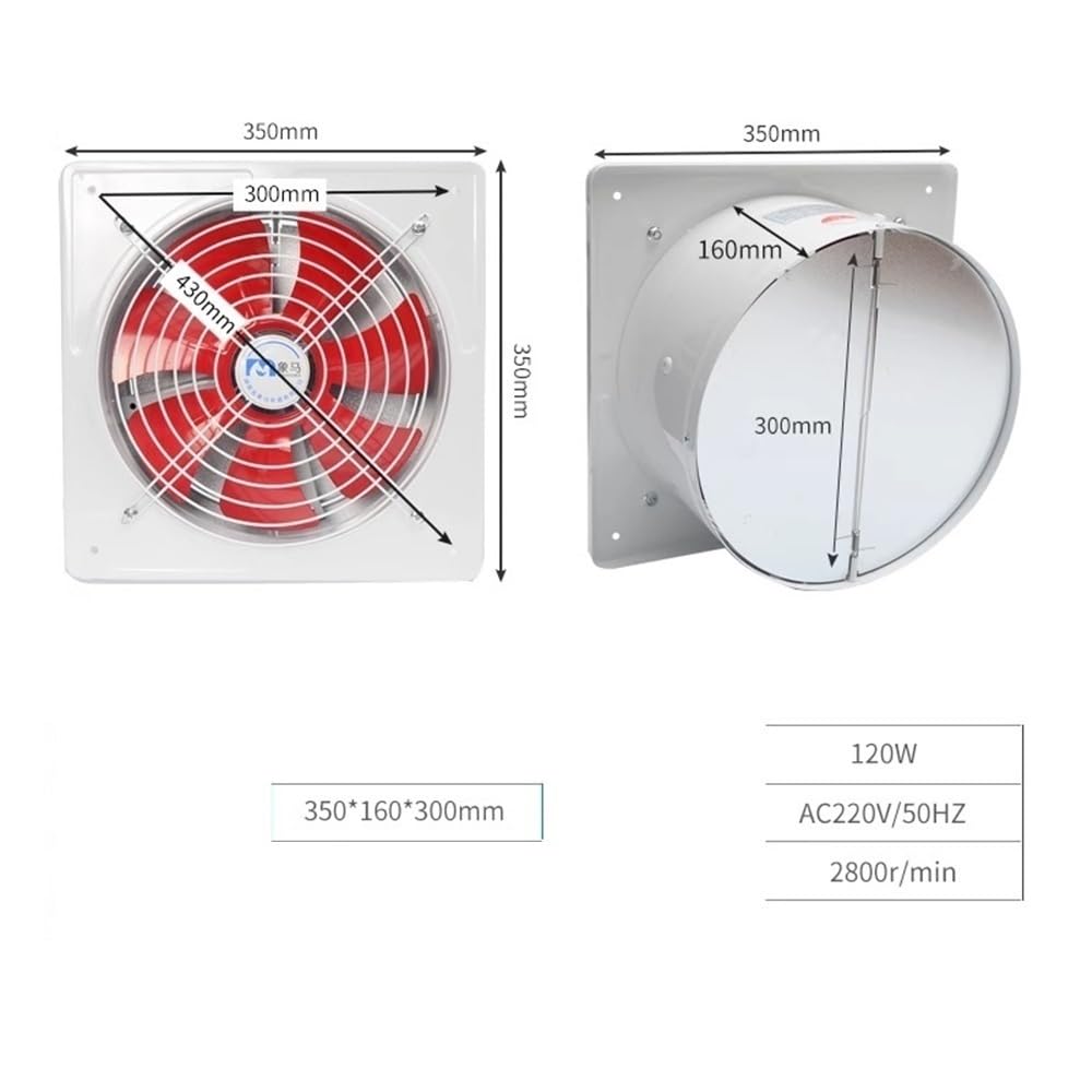 Extractor de Aire Silencioso Extractor de aire for ventana cocina y hogar, 35 x cm, montado en la pared, for baño, ventilador ventilación potente