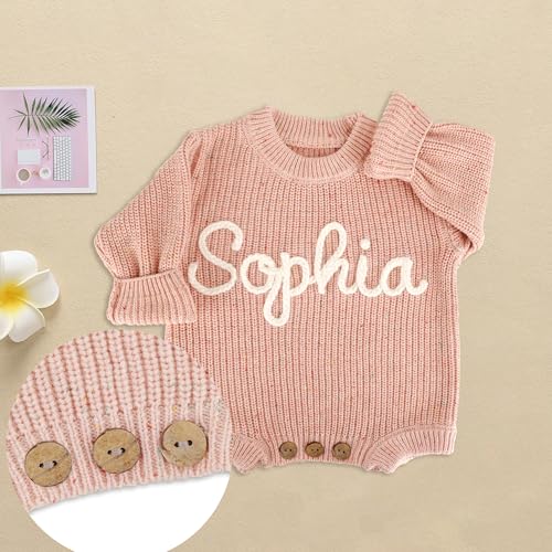 Personalized Baby Sweater Baby Name Sweater Baby Knit Sweater Romper Embroidered Sweater Baby Christmas Sweater for Girl Boy2