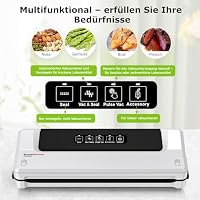 Bonsenkitchen Vakuumiergerät, Vakuumierer für kontinuierliches Arbeiten mit hoher Geschwindigkeit, Folienschweißgerät für Lebensmittel, inkl. 5 Vakuumier-Beutel und Schlauch (Weiß) – Ansicht 2