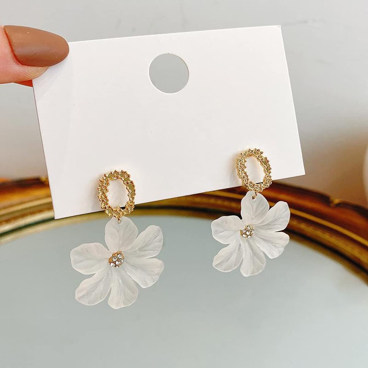 Gold Flower Drop Earrings for Women - Birthday Anniversary Gift