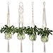Produktbild Yibaision Makramee pflanzenhänger Blumenampel Baumwollseil hängende Pflanzen Halter hängende Pflanzer Blumentopf Korb hängen Seil mit Perlen Boho Innen Außen Decken Balkone Wanddekoration, 4er Set