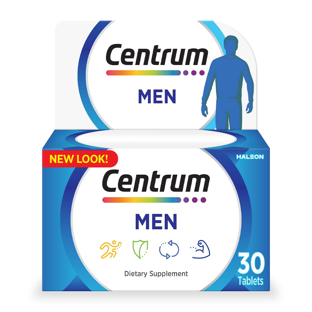 Centrum Men Multivitamin 30 Tablets - One-Month Complete Daily Vitamins & Minerals for Men with Nutrients Supporting Energy, Muscle Function and Immune Health - Handy Monthly Pack
