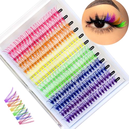 KUCKOW Fake Eyelashes, Colored Lashes Mink Eyelash With Color on End, 8 Pairs Fluffy Long Thick Colorful False Lash, 3d D Curl Salon Extensions Strip, Full Curly Eyelash Cat Fox Eye Lashes Pack