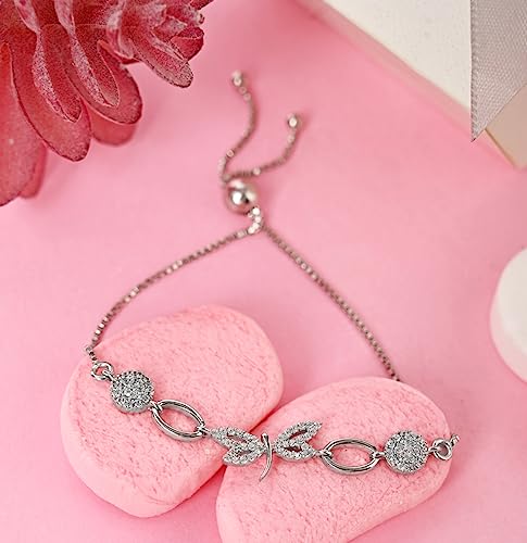 Image of Clara 925 Pure Silver Dragonfly Hand Bracelet, Adjustable, Anti Tarnish, Swiss Zirconia Gift for Women and Girls
