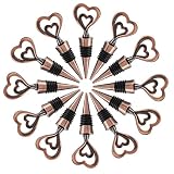 12PCS Valentine's Day Wedding Favors for Guests,Zinc Alloy Decorative Double Heart Wine and Beverage