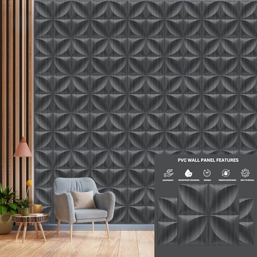 Image of Kayra Decor PVC Wall Panel Butterfly Design Grey Pine Wood Color 19.7 inch x 19.7 inch (Pack of 18) - Covers 48.51 Sq. Ft.