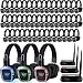 Silent Tech Silent Disco in a Box – 50 LED Wireless Headphones, 3 Channel Transmitters, Plug & Play for Smartphones, Laptops, Tablets, 10 Hour Battery, 500-Yard Range – Silent Disco Headphone System