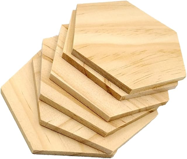 MILISTEN Cork Boards 25Pcs Unfinished Wood Pieces Hexagon Wood Shape Wooden Hexagon Cutout Shapes Unfinished Wood Ornament for DIY Arts Craft Ornaments Decoration,9CM Cork Board