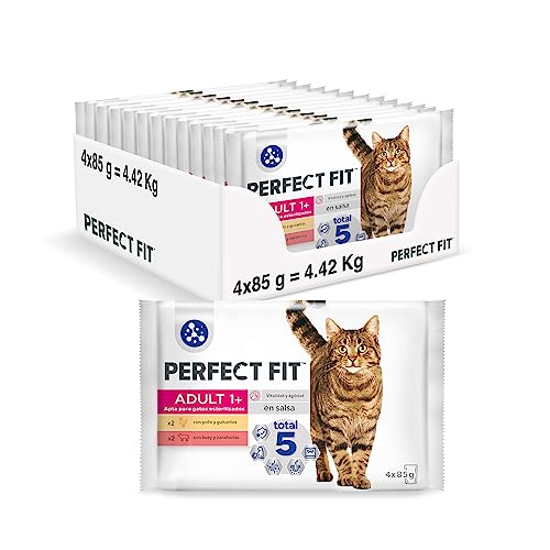 PERFECT FIT Meal for Sterilized Adult Cats - 52 Fresh Sachets (Pack of 13 Packs 4x85g) - Cat Food in Sauce - Chicken / Beef - Complete &… – Ansicht 1