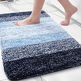 Arotive Microfiber Bathroom Rugs, Shaggy Soft and Absorbent Bath Rug, Non-Slip, Thick Plush Machine Washable Dry Bath Mats for Bathroom, Tub and Shower, 24x16, Blue, Rectangular