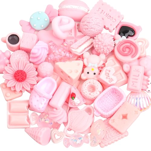 YAKA 50Pieces Multi-Color Flat Backs Resin Embellishments Scrapbooking Supplies DIY Crafts Applique Flatback Embellishments Art Decorations Slime Charms