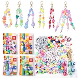 BotleFlow 618 Pcs Bead Keychain Kit Acrylic Heart Star Flower Letter Alphabet Bag Beads Key Chain Supplies for DIY Jewelry Making, Bag Accessories and Crafts for Women