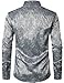 ZEROYAA Men's Paisley Jacquard Slim Fit Long Sleeve Button Up Dress Shirt for Party Prom ZLCL28-Silver Gray Large