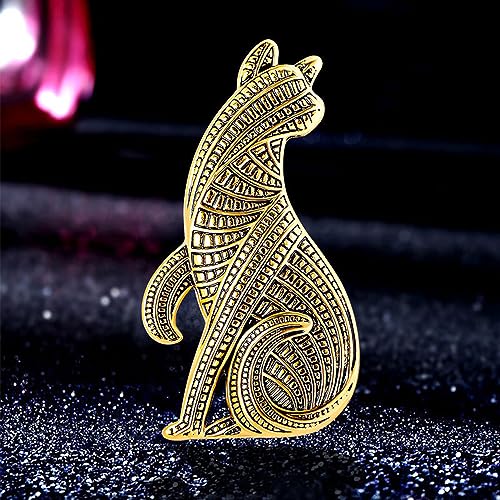 Image of Sitting Cat Brooch Pin for Women Girls Fashion Cute Textured Abstract Kitten Animal Brooches Lapel Pins Unisex Christmas Holiday Festival Hat Bag Suit Dress Accessories Jewelry Gift for Pet-lover